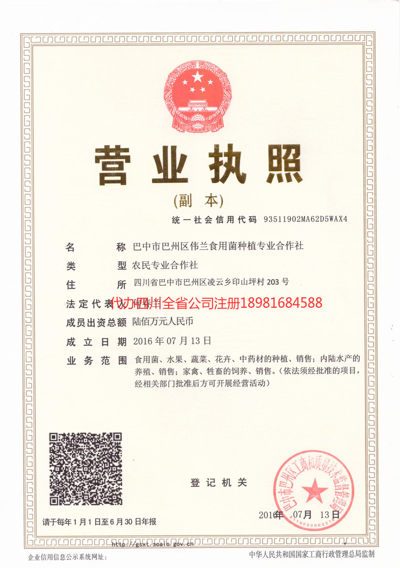 阿拉善盟阿拉善盟伟兰食用菌种植专业合作社